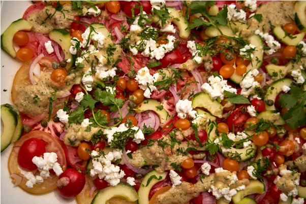 Heirloom Tomato Salad with Peach Dressing