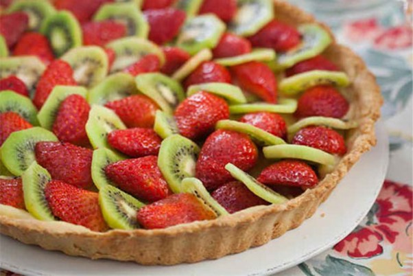 Kiwi, Strawberry and Nectarine Flan