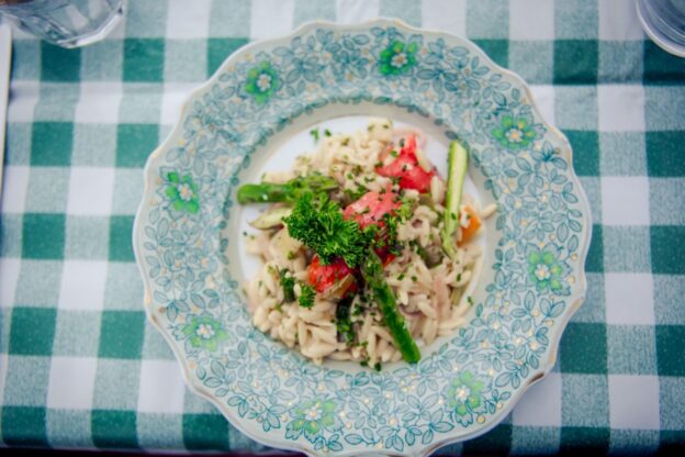 Orzotto with Asparagus Tips and Cherry Tomatoes