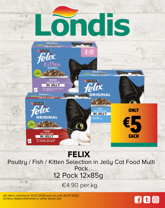 FELIX Poultry / Fish / Kitten Selection in Jelly Cat Food Multi Pack  12x85g €4.90 per kg ONLY €5 EACH