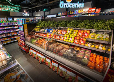 Grocery section in a Londis store