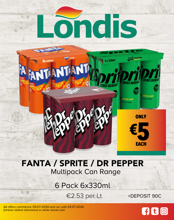 Fanta/Sprite/Dr Pepper 6 pack range