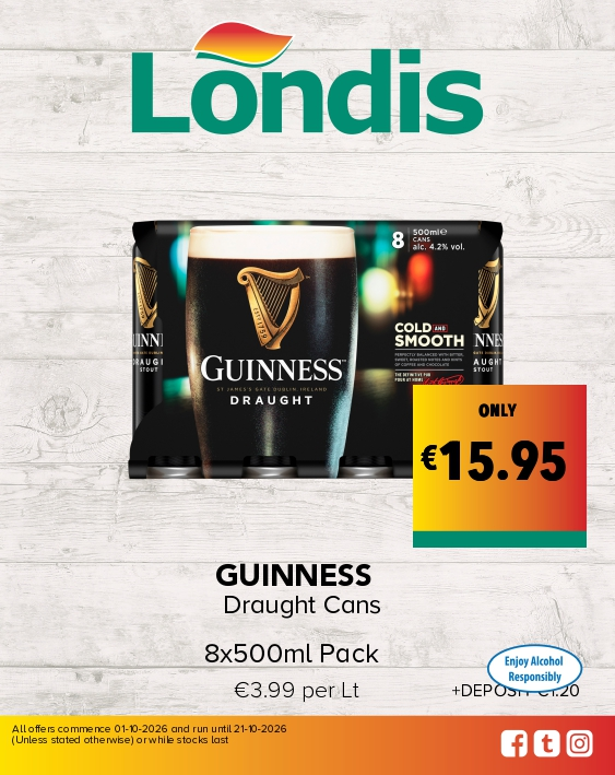 GUINNESS Draught Cans 8x500ml Pack